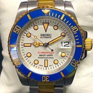 Seiko SII NH35 Mod 40mm Stainless Gold White Dial ScubaMaster Premium Build